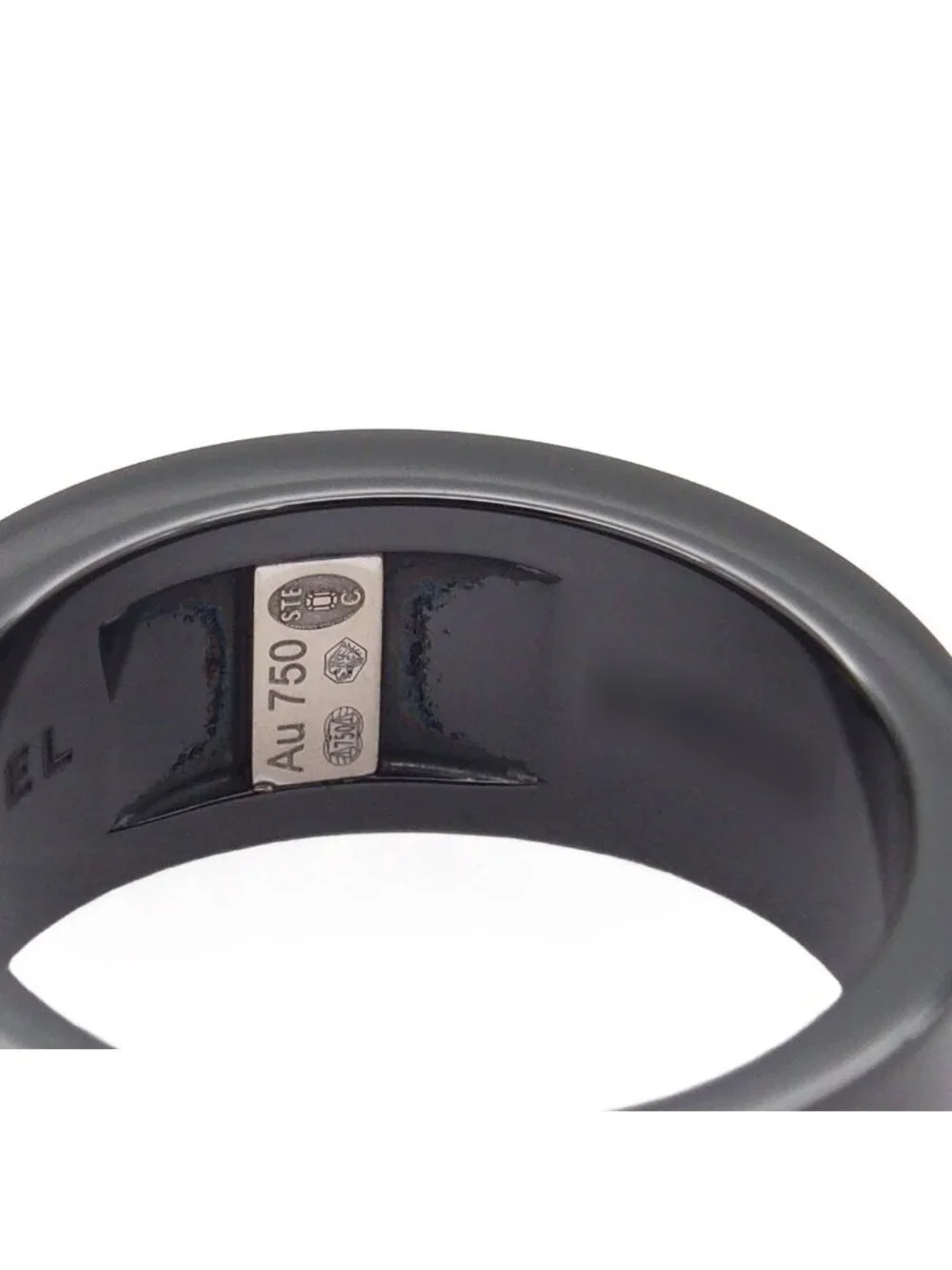 Chanel Cosmic Comet Ring Black White Gold Ceramic 18K Star Pave Diamond
